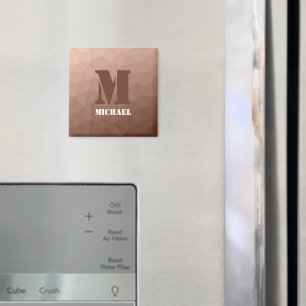Mocha Brown geometrisches Maschenmuster Monogram Magnet