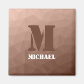 Mocha Brown geometrisches Maschenmuster Monogram Magnet (Vorne)