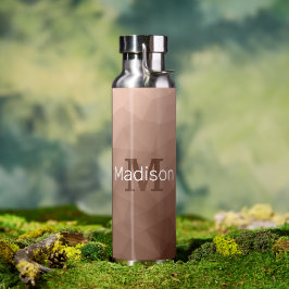 Mocha Brown geometrisches Maschenmuster Monogram Trinkflasche