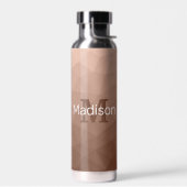 Mocha Brown geometrisches Maschenmuster Monogram Trinkflasche (Links)