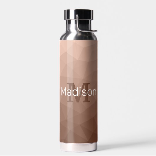 Mocha Brown geometrisches Maschenmuster Monogram Trinkflasche (Links)