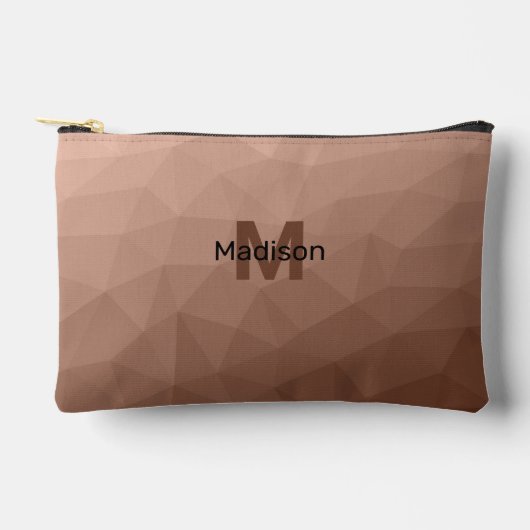 Mocha Brown geometrisches Maschenmuster Monogram Zubehörtasche (Vorderseite)