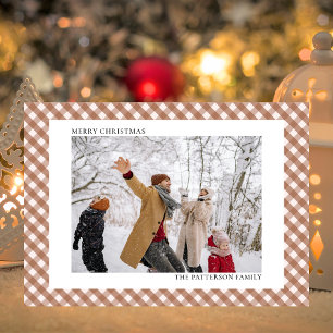 Mocha Brown Gingham Horizontal Foto Weihnachten