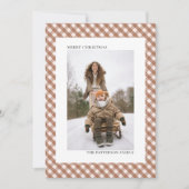 Mocha Brown Gingham Kariert Pattern Foto Weihnacht Feiertagskarte (Vorderseite)