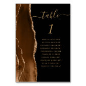 Mocha Brown Gold Agate Black Wedding Tischnummer (Rückseite)