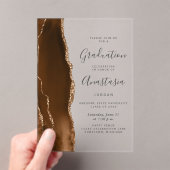 Mocha Brown Gold Agate Gray Text Graduation Acryleinladungen (Insitu (Handheld))