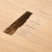 Mocha Brown Gold Agate Gray Text Graduation Acryleinladungen (Ablage )