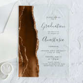 Mocha Brown Gold Agate Gray Text Graduation Acryleinladungen