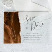 Mocha Brown Gold Agate Save the Date Card Acryleinladungen