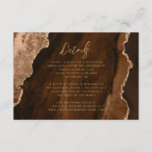 Mocha Brown Gold Agate Script Wedding Details Begleitkarte (Vorderseite)
