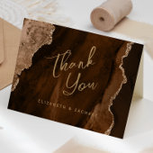 Mocha Brown Gold Agate Script Wedding Thank You Karte
