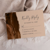 Mocha Brown Gold Agate Tan Wedding RSVP Karte