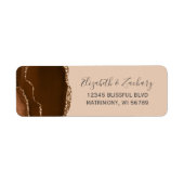 Mocha Brown Gold Agate Tan Wedding Rücksendeadress (Vorne)