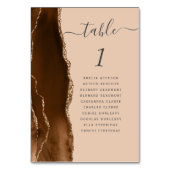 Mocha Brown Gold Agate Tan Wedding Tischnummer (Rückseite)