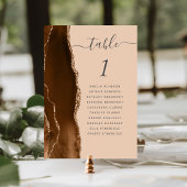 Mocha Brown Gold Agate Tan Wedding Tischnummer