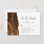 Mocha Brown Gold Agate Wedding RSVP Card (Vorderseite)