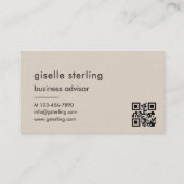 Mocha Brown Gold QR Code Minimalistisch Monogram Visitenkarte (Rückseite)