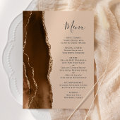 Mocha Brown Gold Tan Wedding Menü Menükarte