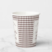 Mocha Brown Harlequin Checkered Bridal Shower Pappbecher (Links)
