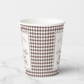 Mocha Brown Harlequin Checkered Bridal Shower Pappbecher (Rechts)