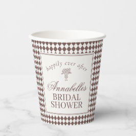 Mocha Brown Harlequin Checkered Bridal Shower Pappbecher