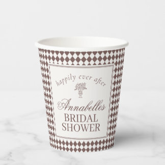 Mocha Brown Harlequin Checkered Bridal Shower Pappbecher