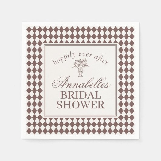 Mocha Brown Harlequin Checkered Bridal Shower Serviette (Vorderseite)