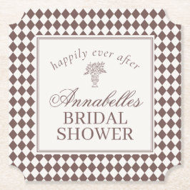 Mocha Brown Harlequin Checkered Bridal Shower Untersetzer