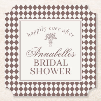 Mocha Brown Harlequin Checkered Bridal Shower Untersetzer