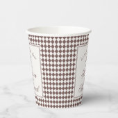 Mocha Brown Harlequin Checkered Wedding Pappbecher (Links)