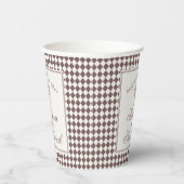 Mocha Brown Harlequin Checkered Wedding Pappbecher (Rechts)