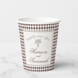 Mocha Brown Harlequin Checkered Wedding Pappbecher