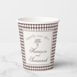 Mocha Brown Harlequin Checkered Wedding Pappbecher