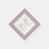 Mocha Brown Harlequin Checkered Wedding Serviette (Ecke)
