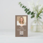 Mocha Brown Logo QR Code Photo Lashes and Brows Visitenkarte (Stehend Vorderseite)