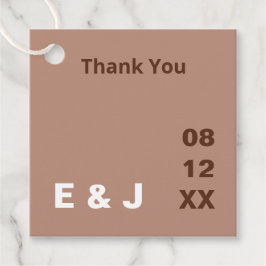 Mocha Brown Modern Gastgeschenk Hochzeit Tags Geschenkanhänger