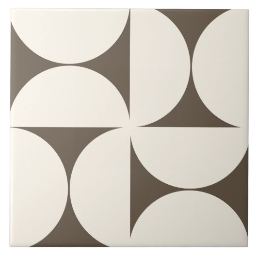 Mocha Brown Modern Geometric Semi Circles Tile Fliese (Vorderseite)