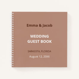 Mocha Brown Modern Wedding Guest Book Notizblock