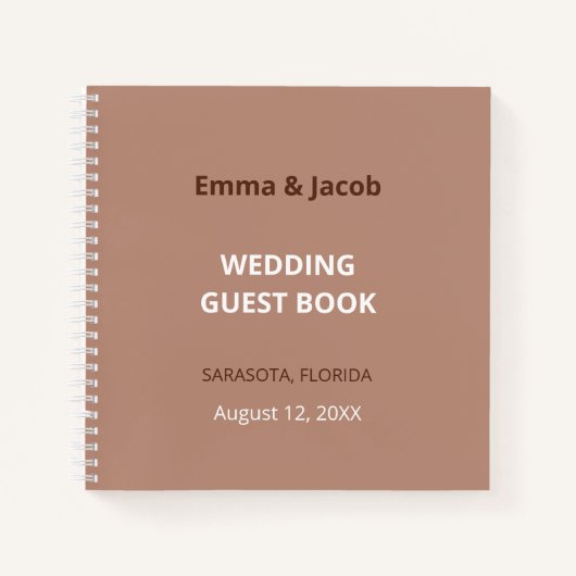 Mocha Brown Modern Wedding Guest Book Notizblock (Vorderseite)