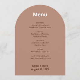 Mocha Brown Modern Wedding Menu Card Einladung