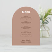 Mocha Brown Modern Wedding Menu Card Einladung (Stehend Vorderseite)