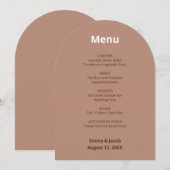 Mocha Brown Modern Wedding Menu Card Einladung (Vorne/Hinten)