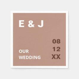Mocha Brown Modern Wedding Napkins Serviette