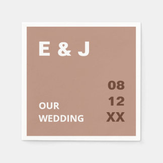 Mocha Brown Modern Wedding Napkins Serviette