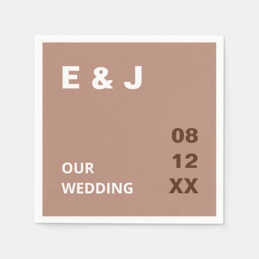 Mocha Brown Modern Wedding Napkins Serviette (Vorderseite)