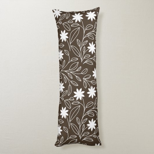 Mocha Brown, moderne Blume Seitenschläferkissen (Rückseite (Vertikal))