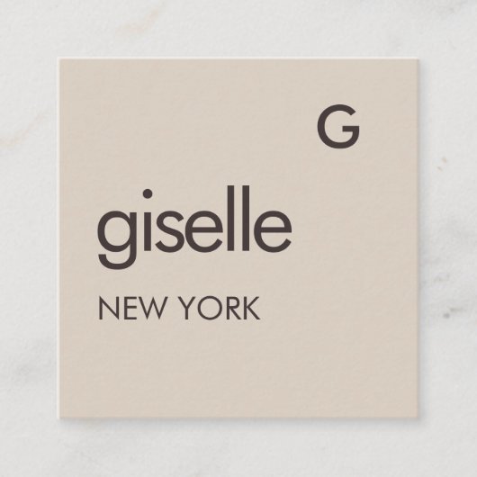 Mocha Brown Monogram QR Code Minimalistisch Quadratische Visitenkarte (Vorderseite)