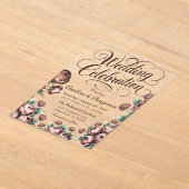 Mocha Brown Painted Peony Wedding Celebration Acryleinladungen (Ablage )