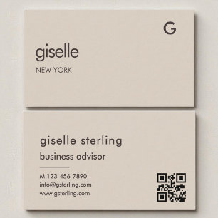 Mocha Brown QR-Code Minimalistisch Monogramm Visitenkarte