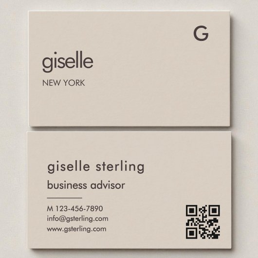 Mocha Brown QR-Code Minimalistisch Monogramm Visitenkarte